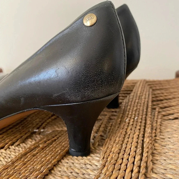 AGL Attilio Giusti Leombruni Cap Toe Pumps Women’s 38.5 Heels Black Leather - Picture 4 of 7